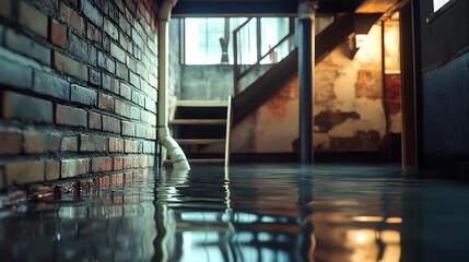 Aufkleber - Flooded basement with failed sump pump and standing water