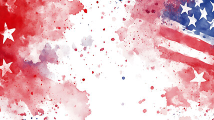 Poster - Fourth of july themed digital backdrop, watercolor illustration, perfect for nursery art, simple clipart, single object, white color background, party decorations for july fourth