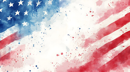 Leinwandbilder - Fourth of july themed digital backdrop, watercolor illustration, perfect for nursery art, simple clipart, single object, white color background, party decorations for july fourth
