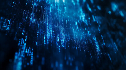 Leinwandbilder - Futuristic financial analysis: blurry blue digital charts and forex data visualization on dark background, a modern fintech concept