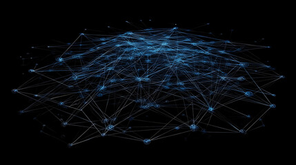 Poster - Global business network and social media connections concept â€“ abstract design featuring a digital web of interconnected nodes and lines for corporate communication and technology