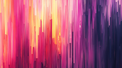 Poster - Glitchy abstract pattern with vibrant colors, displaying a mix of vertical and horizontal lines in a colorful digital mosaic, the image is dynamic and visually engaging