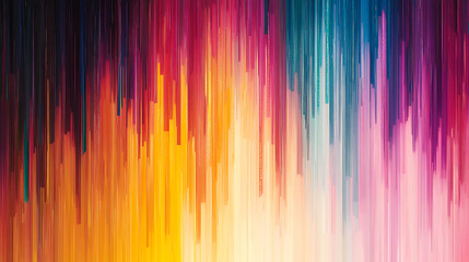 Poster - Glitchy abstract pattern with vibrant colors, displaying a mix of vertical and horizontal lines in a colorful digital mosaic, the image is dynamic and visually engaging