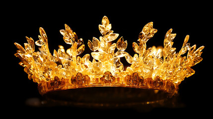 Aufkleber - Golden crown of a king or queen at low angle against black background
