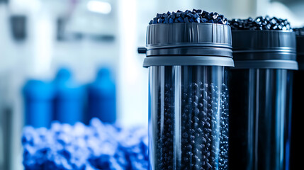 Aufkleber - Granular activated carbon for water filter on white background