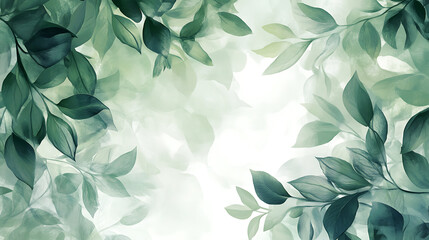 Aufkleber - Green and white background with soft light, leafy theme, blurred