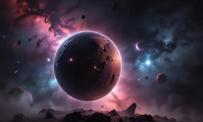 Wall Mural - Dark nebula, glowing starscape, cosmic trading,  financial,  high-resolution