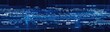 © SKIMP Art - Blue technology background with horizontal lines and blocks Abstract digital backdrop for business presentation design concept of data transfer in the network system on a dark blue color Generative AI
