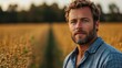 © Mitchell - Portrait of a Man in a Wheat Field at Sunset