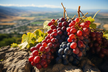 Wall Mural - red grapes in the vineyard