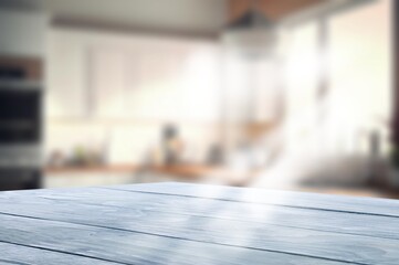 Canvas Print - Empty wooden table top with bright interior background