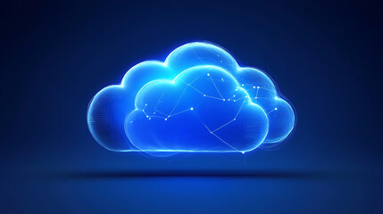 Aufkleber - Data and cloud computing technology, glowing lines in a blue background