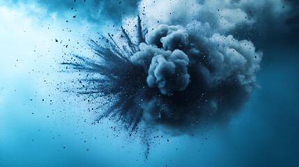Poster - Comic-style explosion bubble with dots on blue background, copy space