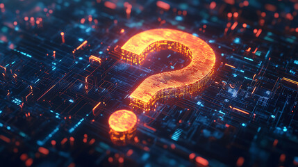 Poster - Concept of thinking, abstract technology background, 2d illustration question mark