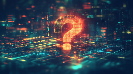 Poster - Concept of thinking, abstract technology background, 2d illustration question mark