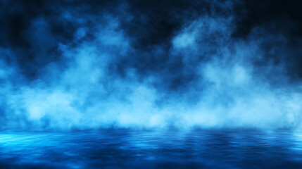 Poster - Dark clouds and a foggy background, a blurred backdrop, a dark blue sky with smoke, a misty light in the distance