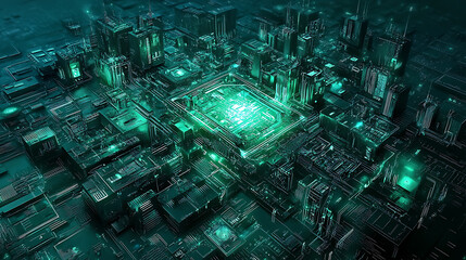 Leinwandbilder - Digital abstract: glowing electronic circuits on a matte surface, futuristic cyberpunk artwork