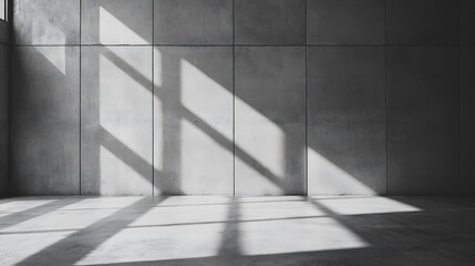 Leinwandbilder - Black and white photo of concrete walls with shadow patterns, minimalist aesthetic on a solid background, concept of light and architecture