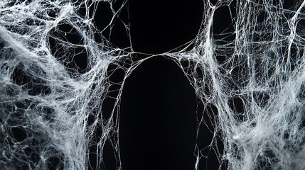 Aufkleber - Black background, with spider webs hanging in the corners of an empty black canvas, white ink on paper