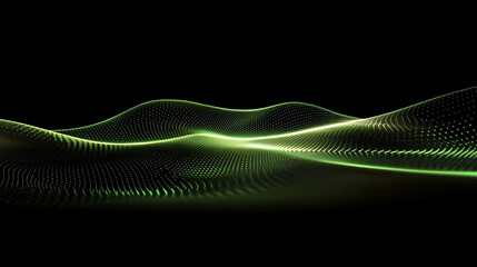 Leinwandbilder - Abstract digital background with glowing lines and dots forming a network, black backdrop with green highlights