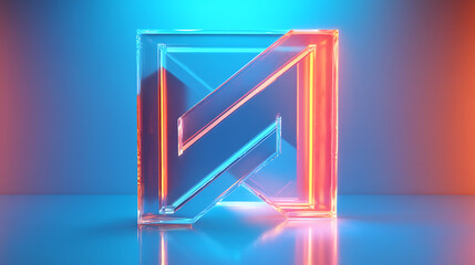 Aufkleber - Double glass arrow in neon light on blue studio background
