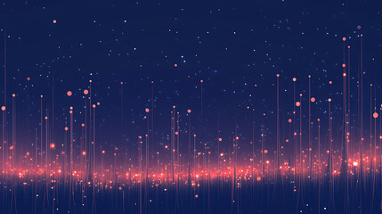 Leinwandbilder - Abstract digital landscape with glowing lines and dots on a dark blue background, signifying a data concept