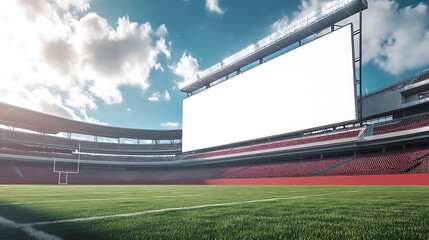 Poster - Blank billboard mockup template, football field background