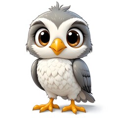 a cartoon-style hawk with big round eyes
