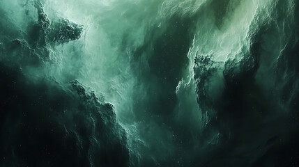 Fototapete - Abstract green universe nebula clouds in space, with starry night cosmos galactic sky, wallpaper background