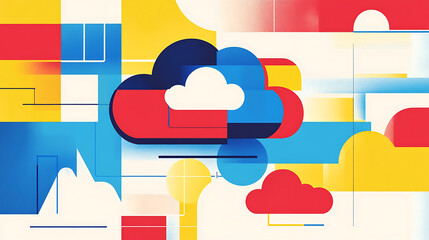 Aufkleber - Abstract illustration of cloud security services, stylized cloud icon integrated with a secure