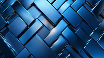 Wall Mural - Blue abstract metal texture, light reflection, metallic sheen