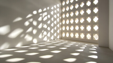 Leinwandbilder - Abstract light shadows cast through windows creating a geometric pattern on a white background