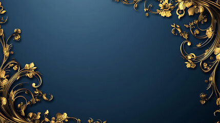Poster - Blue background with golden decoration of each corner