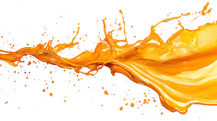 Leinwandbilder - Abstract paint splash, orange acrylic paint, dynamic and natural brush strokes, grunge style, isolated on white background
