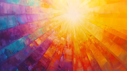 Poster - Abstract sunburst with iridescent glare