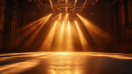 Aufkleber - Empty large stage with dramatic lighting effect, epic shining down in center