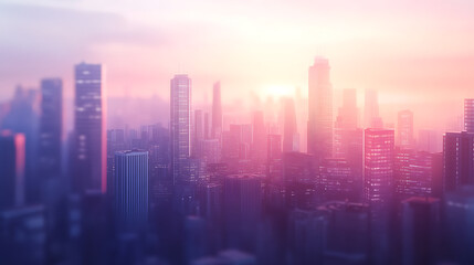 Aufkleber - Blurred cityscape background with a bokeh effect a blurry urban landscape with skyscrapers and buildings