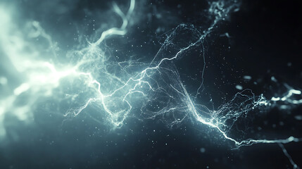 Poster - Abstract white electric lightning bolts against dark background overlay effects