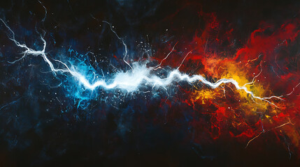 Poster - Abstract white electric lightning bolts against dark background overlay effects