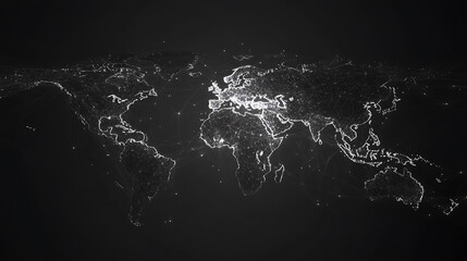 Aufkleber - Abstract world map, concept of global network and connectivity, international data transfer and cyber technology, worldwide business, information exchange and telecommunication