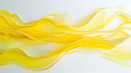 Fototapete - Abstract yellow lines flowing across a white background in a smooth, wave-like design, embodying the concept of movement and fluidity
