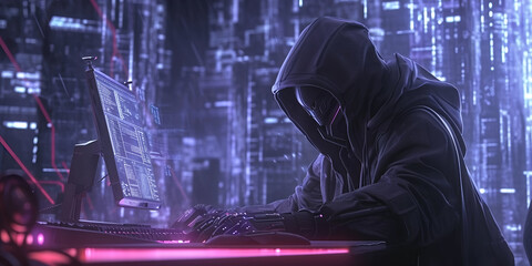 A cyborg robot breaching a security code