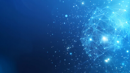 Leinwandbilder - Brain made of glowing connections on blue background, artificial intelligence concept design with neural network and big data technology