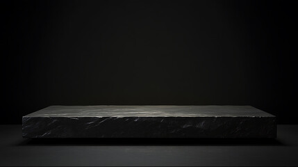 Poster - An empty dark textured surface with a subtle light source, set against a black background, suitable for product display