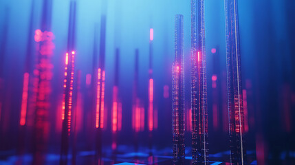 Poster - Antenna mast in abstract on blue, 5g technology, mobile phone, broadcast television, telecom network, 5g technology, city communication, and lte transmitter concept