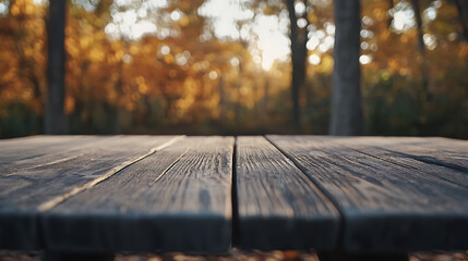 Aufkleber - Close up of empty wooden table with blurred pharmacy shop background