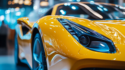 Poster - Closeup on a generic yellow sport car