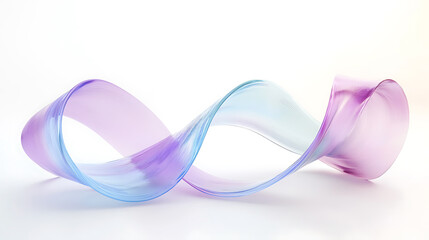 Poster - 3d render of colorful glass ribbon in white background, soft blue and purple gradient, pastel color palette, sleek modern design, minimalist style, elegant curves, abstract shapes, futuristic elements