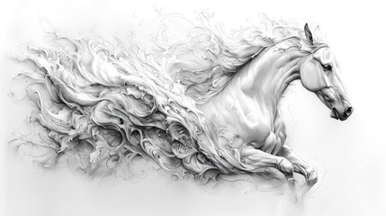 Naklejka na meble Abstract grayscale horse in motion.