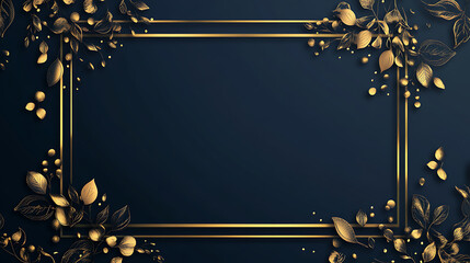 Poster - A dark blue banner for an advertising card or presentation with gold decoration